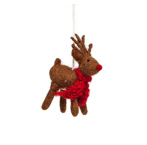 Mini Reindeer Christmas Decoration, White or Brown