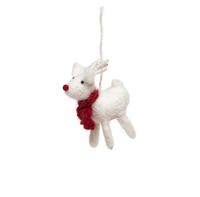 Mini Reindeer Christmas Decoration, White or Brown