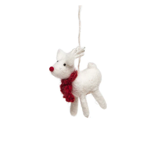 Mini Reindeer Christmas Decoration, White or Brown