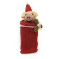 Swaddled Piglet with MIstletoe or Holly Christmas Decoration