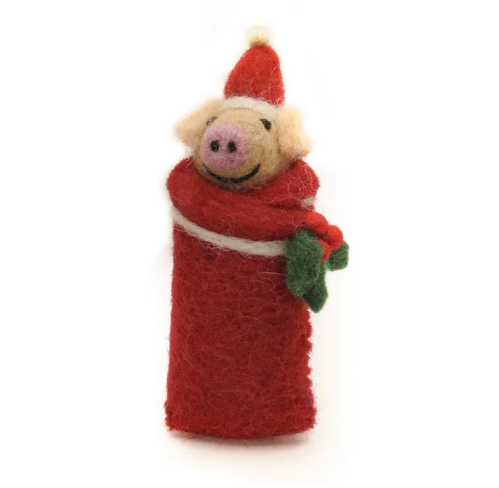 Swaddled Piglet with MIstletoe or Holly Christmas Decoration