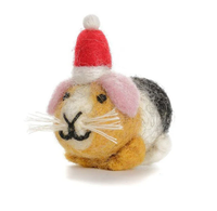 Mini Guinea Pig in Christmas Hat Decoration
