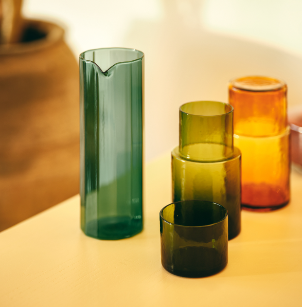 Tube Glass in Olive