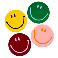 Happy Face Smilie Leather Coasters - Set of 4
