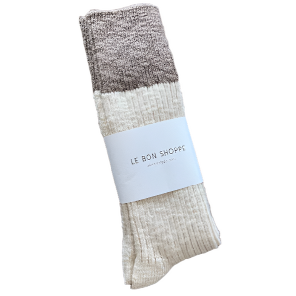 Color Block Cottage Socks - Oatmeal / Flax