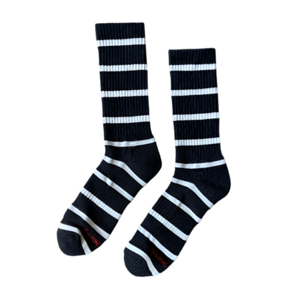 Extended Boyfriend Socks - Black Stripe