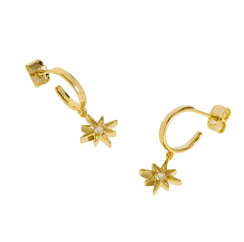 North Star With CZ Charm Hoop