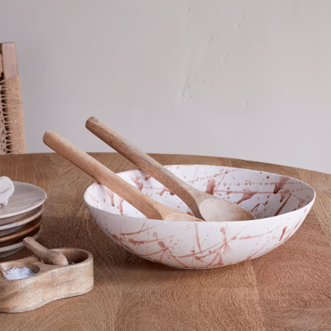 Canela Splatter Serving Bowl - Dusty Terracotta