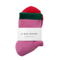 Color Block Girlfriend Socks - Rose Green