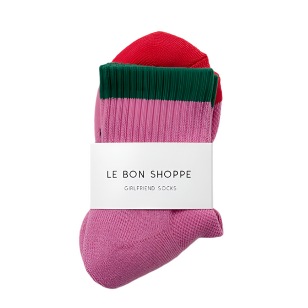 Color Block Girlfriend Socks - Rose Green