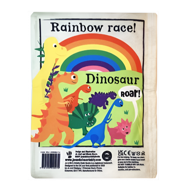 Crinkly Cloth Newspaper - Rainbow Dinosaurs