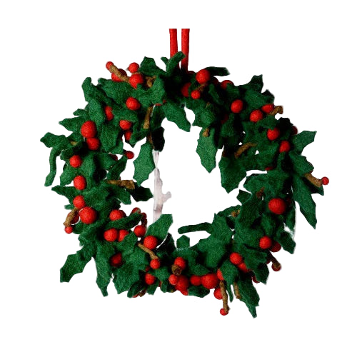 Small Holly Wreath Christmas Decoration
