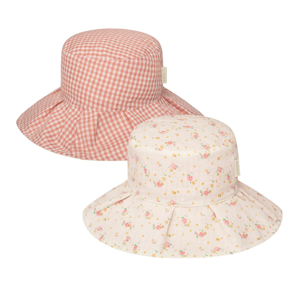 Tiny Blossom Plated Reversible Sun Hat - 3-6 Years