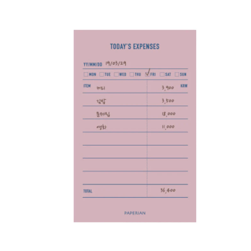 Make-a-Memo Memopad - Today's Expenses