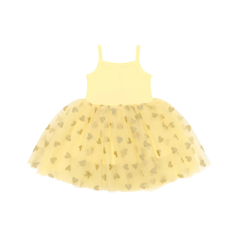 Lemon & Gold Glitter Heart Dress