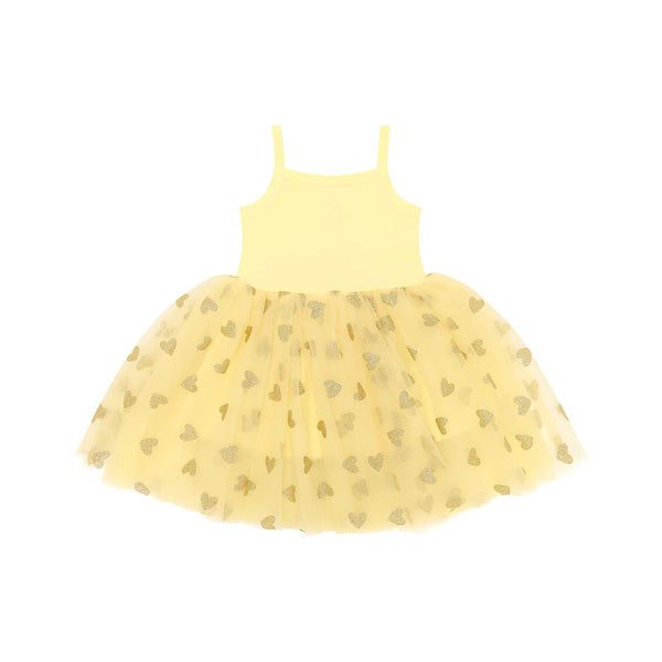 Lemon & Gold Glitter Heart Dress