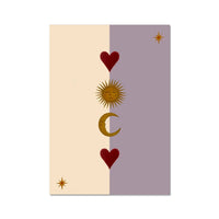 Queen of the Rodeo - Giclee Art Print - Sun, Moon and Heart (Mauve): A3