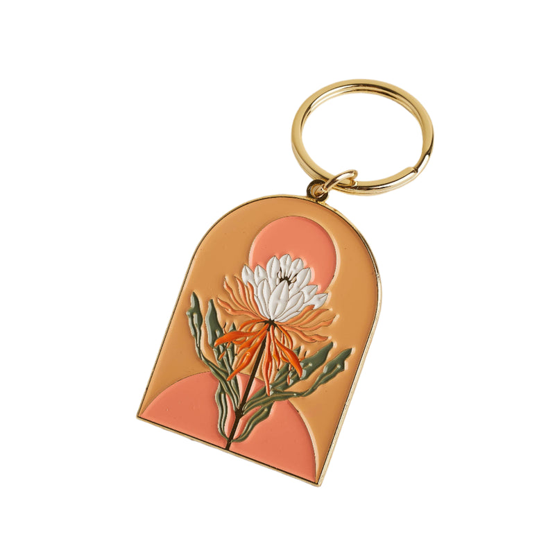 Cactus Flower Enamel Keychain
