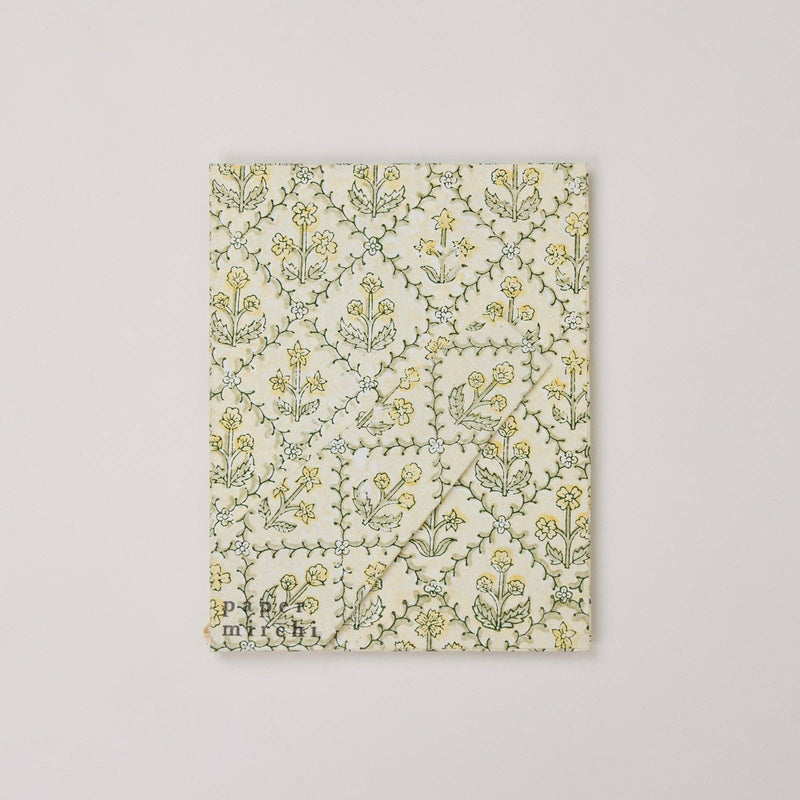 Block Printed Picture Frame (4x6) - Floral Lattice Buttercream