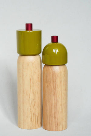 Large Salt & Pepper Grinder - Olive & Red