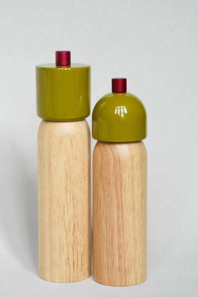 Large Salt & Pepper Grinder - Olive & Red