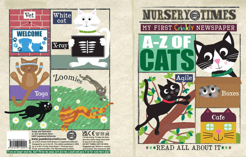 Nursery Times Crinkly Newspaper - A-Z of Cats