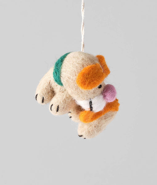 Bingo, Dog Biting Tail Hanging Felt Ornament