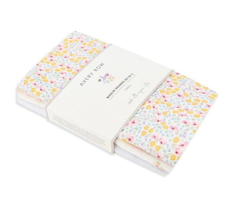 Avery Row - Muslin Squares, Set of 3 - Wildflower Garden