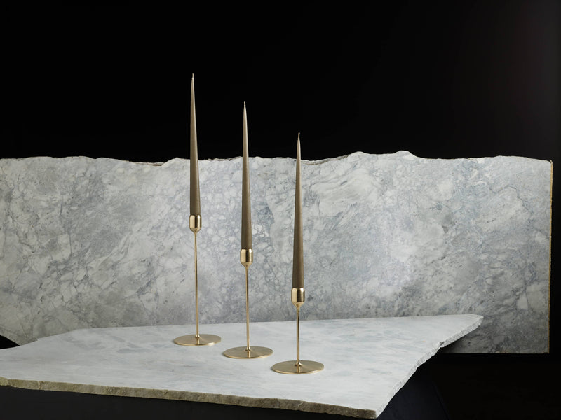 Flute brass candlestick, Brushed: Large