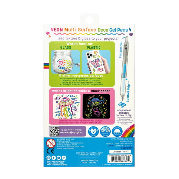 Jelly Gloss - Neon Multi-Surface Deco Gel Pens (Set of 6)