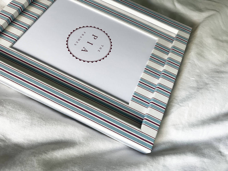 Sky & Scarlet Tailor Stripe Frame: 10x8in (7x5in)
