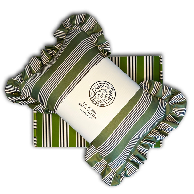 The Original Bath Pillow - Heritage Stripe Green