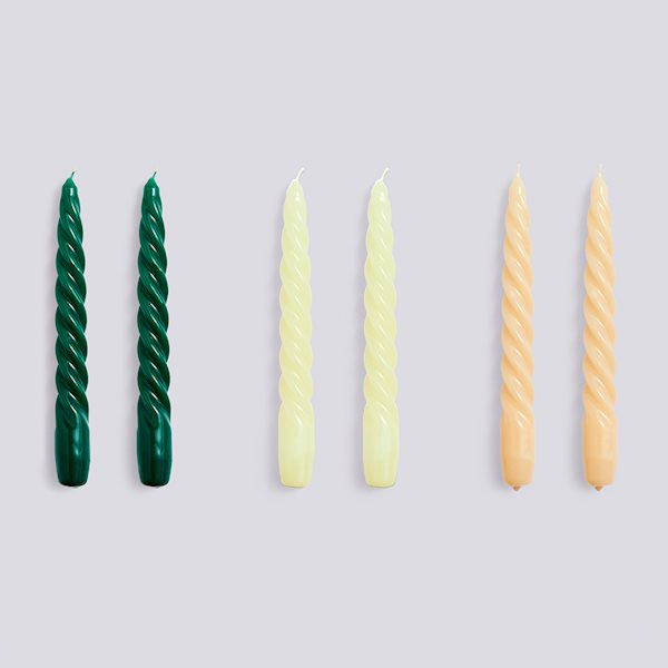 Candle - Twist Set of 6 - Green, Citrus and Beige