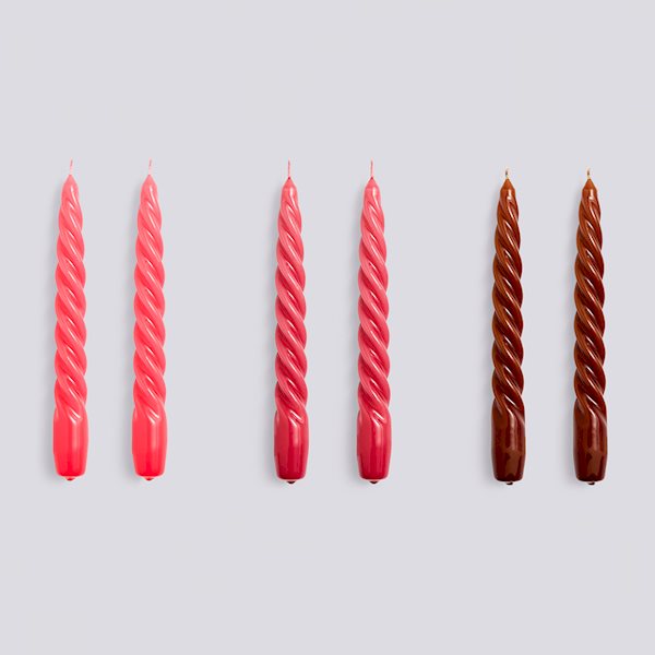 HAY - Candle - Twist Set of 6 - Raspberry, Dark Punch and Brown