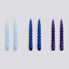 Candle - Twist set of 6 - Light Blue, Blue and Purple