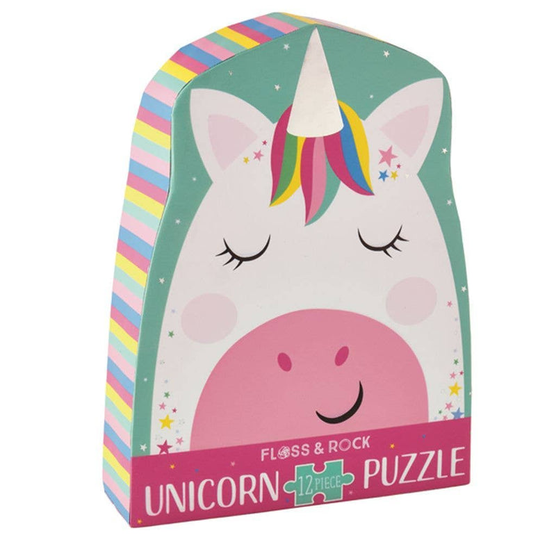 Floss and Rock - UK - Rainbow Unicorn 12pc Shaped Jigsaw with Shaped Box