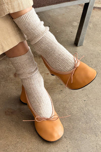 Wool Waffled Socks - Oatmeal / Cream