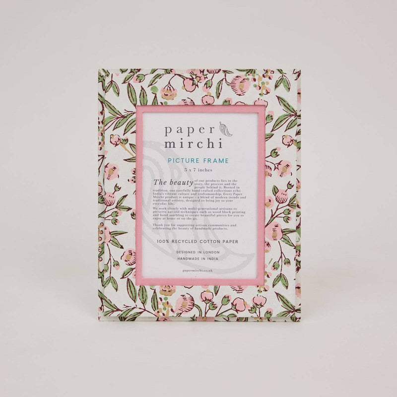 Block Printed Picture Frame (5x7) - Song Birds Blush