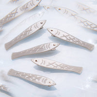 Sardine Fish Hair Clip Set in Silver Acetate with Rhinestone