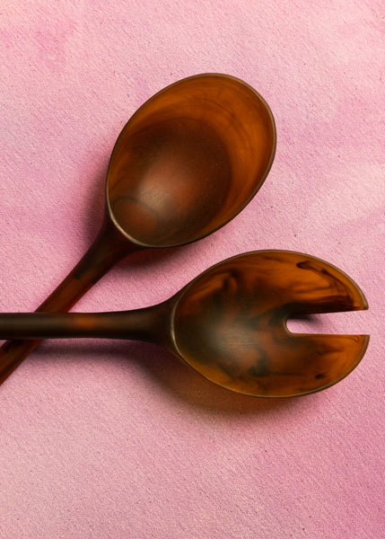 Resin Salad Servers - Amber