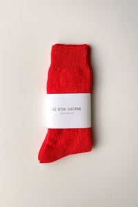 Modal Eyelet Socks - Poppy Red