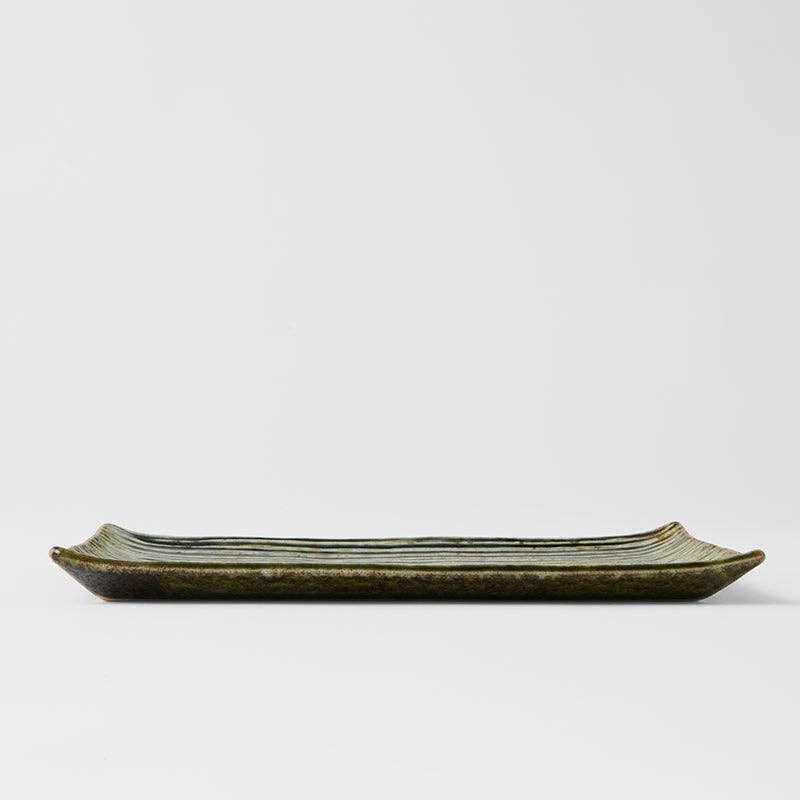 Sushi Plate Green Contour Glaze 24cm