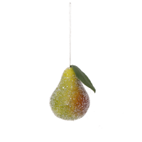 Spun Cotton Frosted Fruit Christmas Decoration, 6cm: Lemon