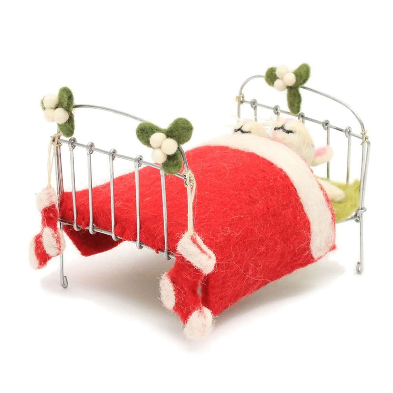 Sleeping Mice Pair in Bed with Stockings