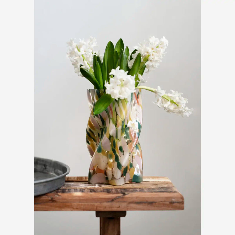 Madam Stoltz - Twisted Vase with Dots (Multi-colour)