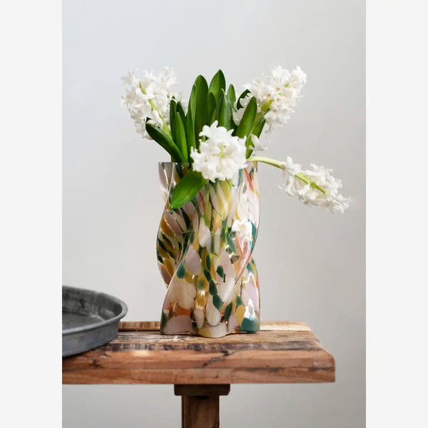 Madam Stoltz - Twisted Vase with Dots (Multi-colour)