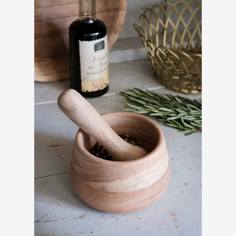 Madam Stoltz - Wooden Mortar Set (Acacia)