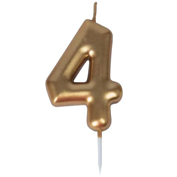 Gold Number 4 Candle