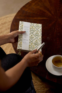 A5 Ruled Notebook - Floral Lattice Buttercream