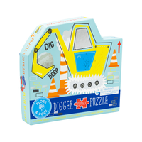 Floss and Rock - UK - Construction 20pc "Digger" Shaped Jigsaw with Shaped Box